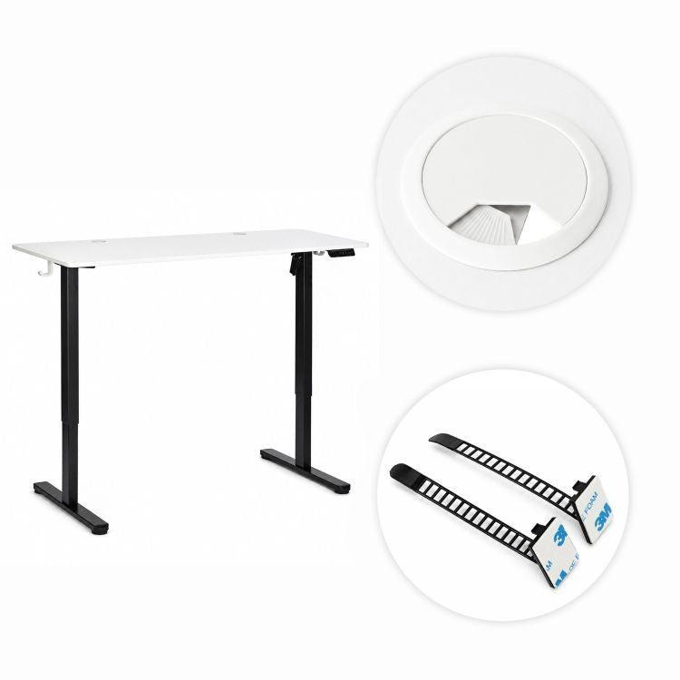 Električni radni sto 140 × 60 cm sa podesivom visinom 72–118 cm, bela radna ploča – ModernHome