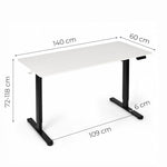 Električni radni sto 140 × 60 cm sa podesivom visinom 72–118 cm, bela radna ploča – ModernHome