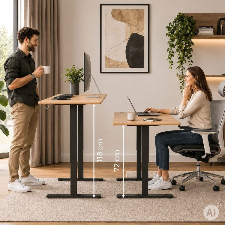 Električni radni sto 140 × 60 cm sa podesivom visinom 72–118 cm, svetli hrast – ModernHome