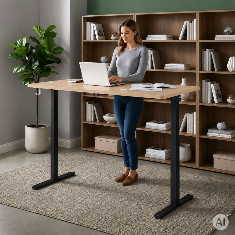 Električni radni sto 140 × 60 cm sa podesivom visinom 72–118 cm, svetli hrast – ModernHome