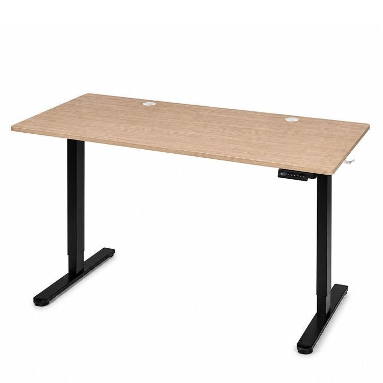 Električni radni sto 140 × 60 cm sa podesivom visinom 72–118 cm, svetli hrast – ModernHome