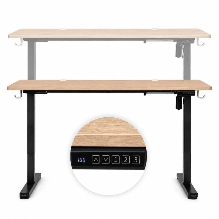 Električni radni sto 140 × 60 cm sa podesivom visinom 72–118 cm, svetli hrast – ModernHome