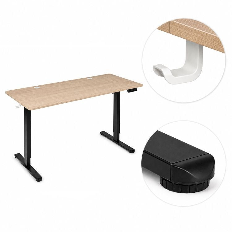 Električni radni sto 140 × 60 cm sa podesivom visinom 72–118 cm, svetli hrast – ModernHome
