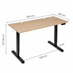 Električni radni sto 140 × 60 cm sa podesivom visinom 72–118 cm, svetli hrast – ModernHome