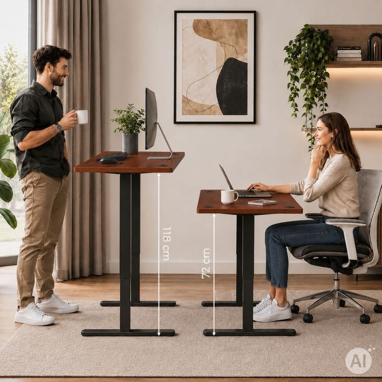 Električni radni sto 140 × 60 cm sa podesivom visinom 72–118 cm, tamni hrast – ModernHome