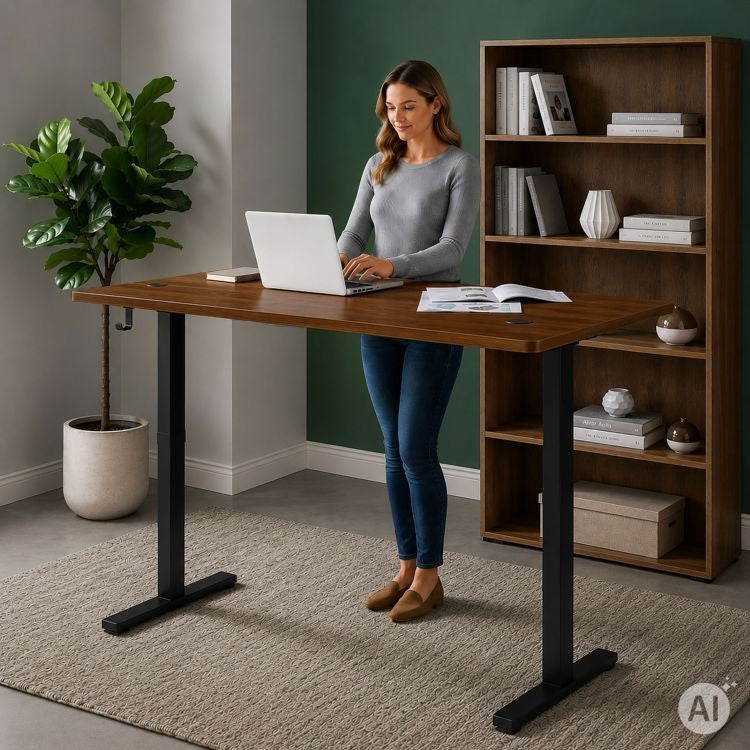 Električni radni sto 140 × 60 cm sa podesivom visinom 72–118 cm, tamni hrast – ModernHome