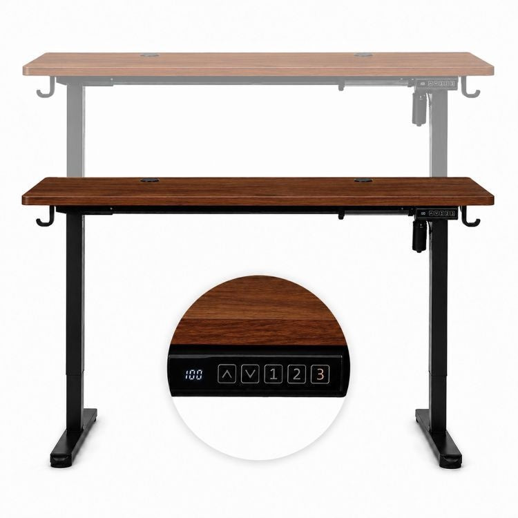 Električni radni sto 140 × 60 cm sa podesivom visinom 72–118 cm, tamni hrast – ModernHome