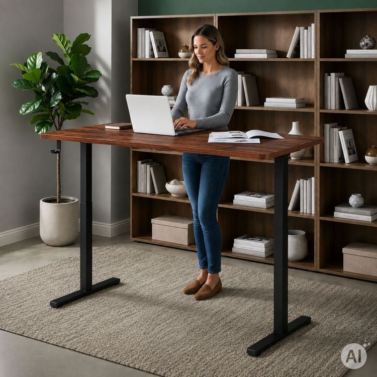Električni radni sto 140 × 60 cm sa podesivom visinom 72–118 cm, rustični hrast – ModernHome