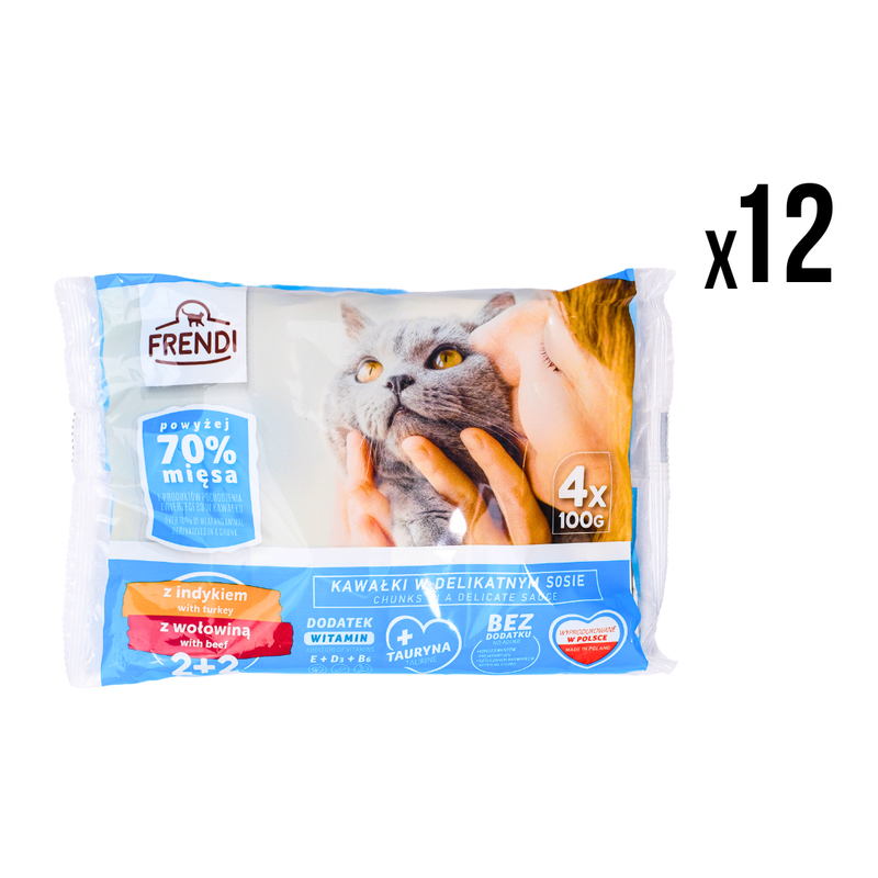 FRENDI Vlažna hrana za mačke Ćuretina i govedina 12x 4x100g, 48 kom