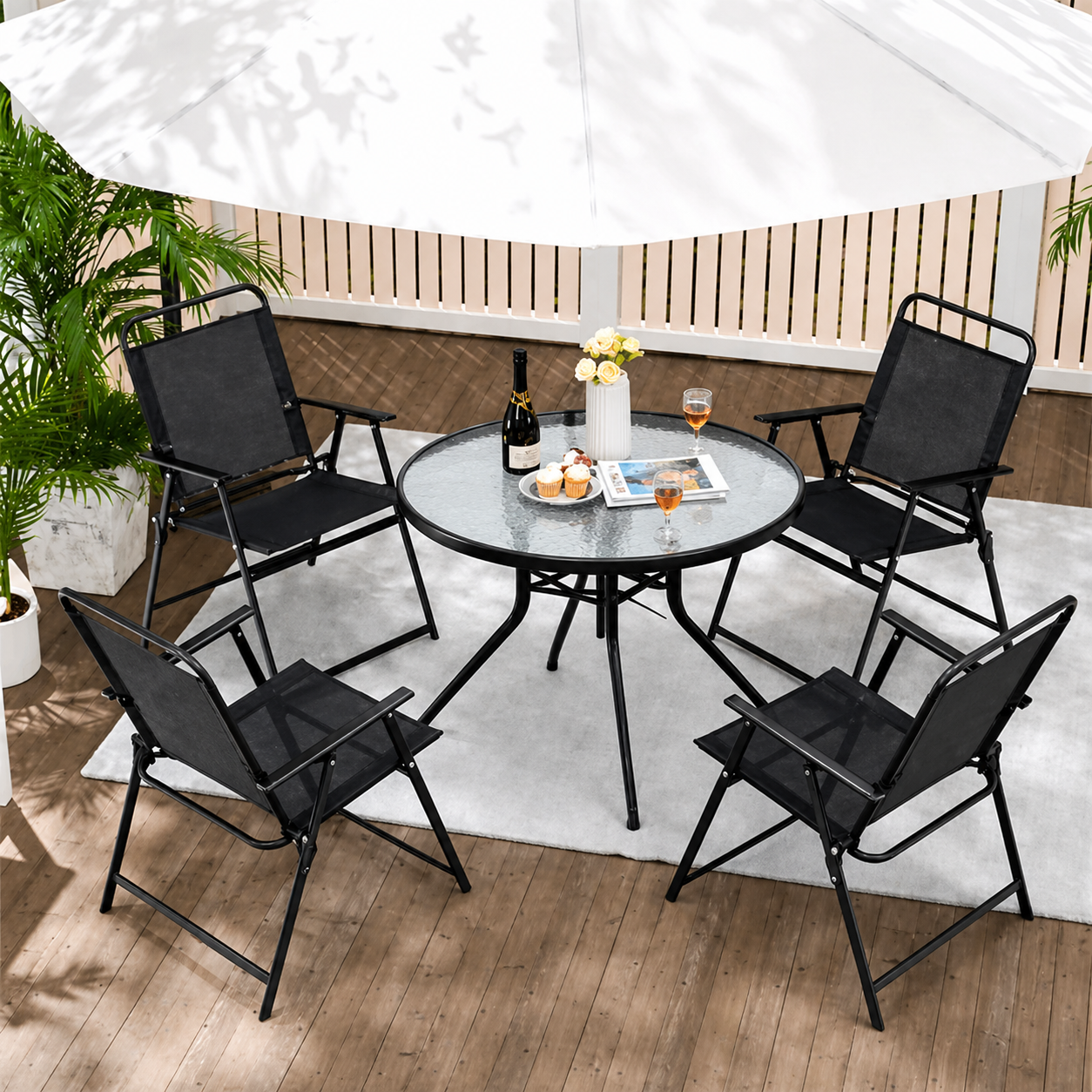 Baštenski set sto okrugli i sklopive stolice za 4 osobe 24-SA0124C