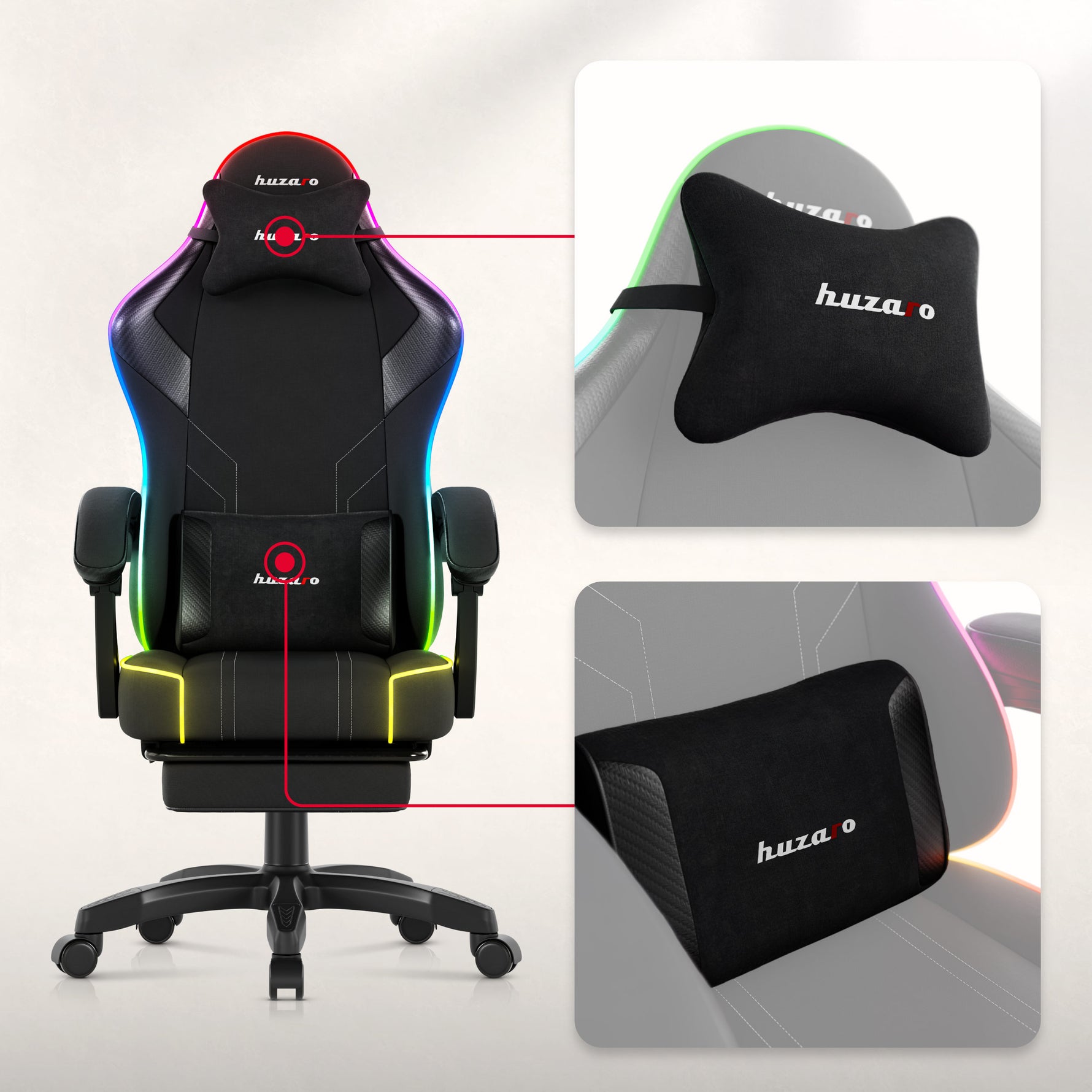 Gejmerska stolica Huzaro Force 3.7 RGB Black