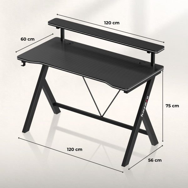 Gejmerski sto 120x60cm Huzaro Hero 1.9 Black