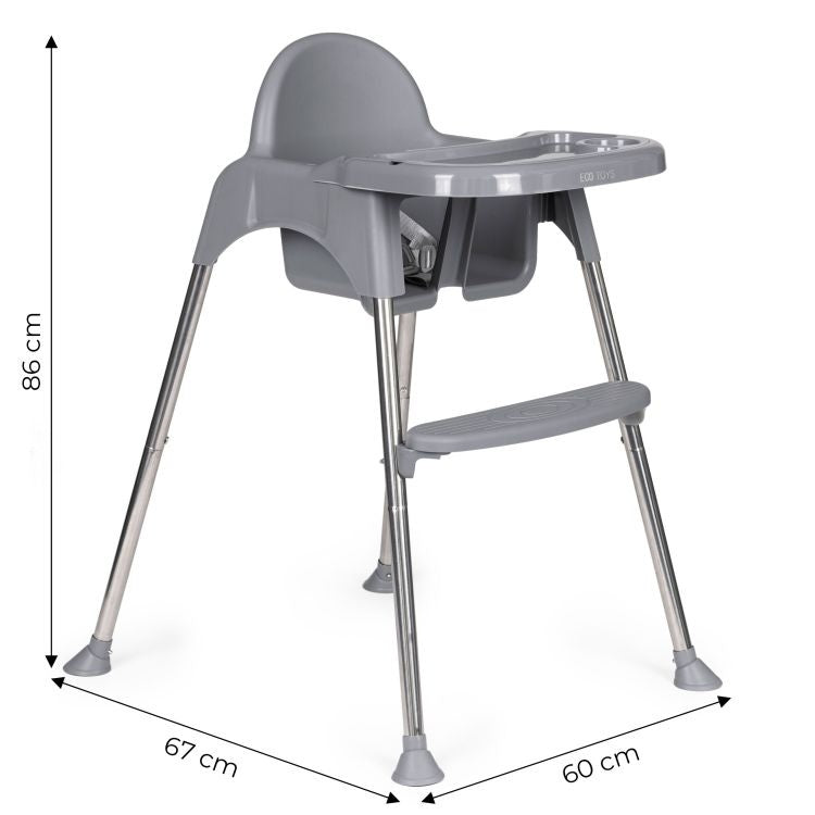 HRANILICA ZA BEBE 2U1 SA POSTOLJEM I POJASEVIMA GRAY ECOTOYS