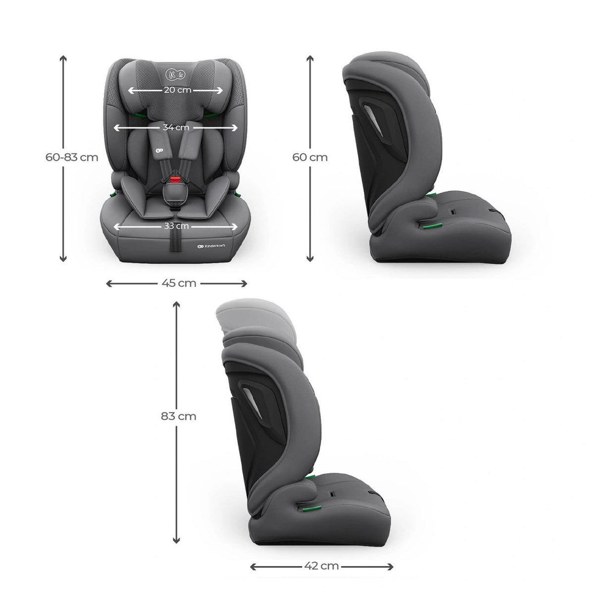 KINDERKRAFT AUTOSEDIŠTE COMFORT UP 2 PLUS I-SIZE GREY
