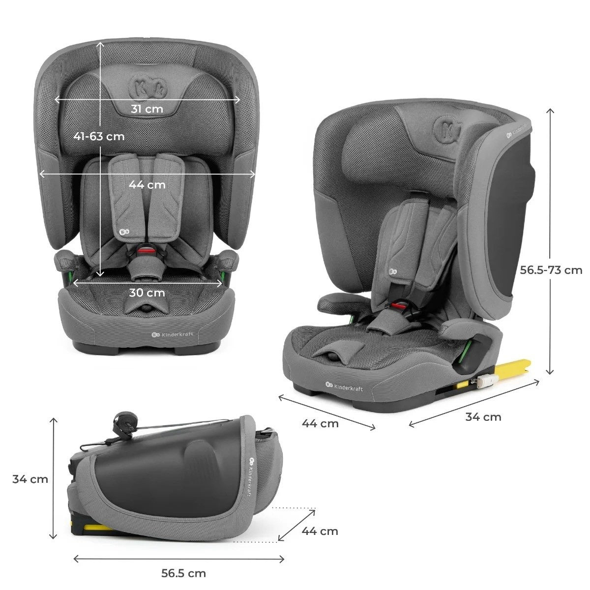 KINDERKRAFT AUTOSEDISTE FIX2GO I-SIZE 76-150CM GREY