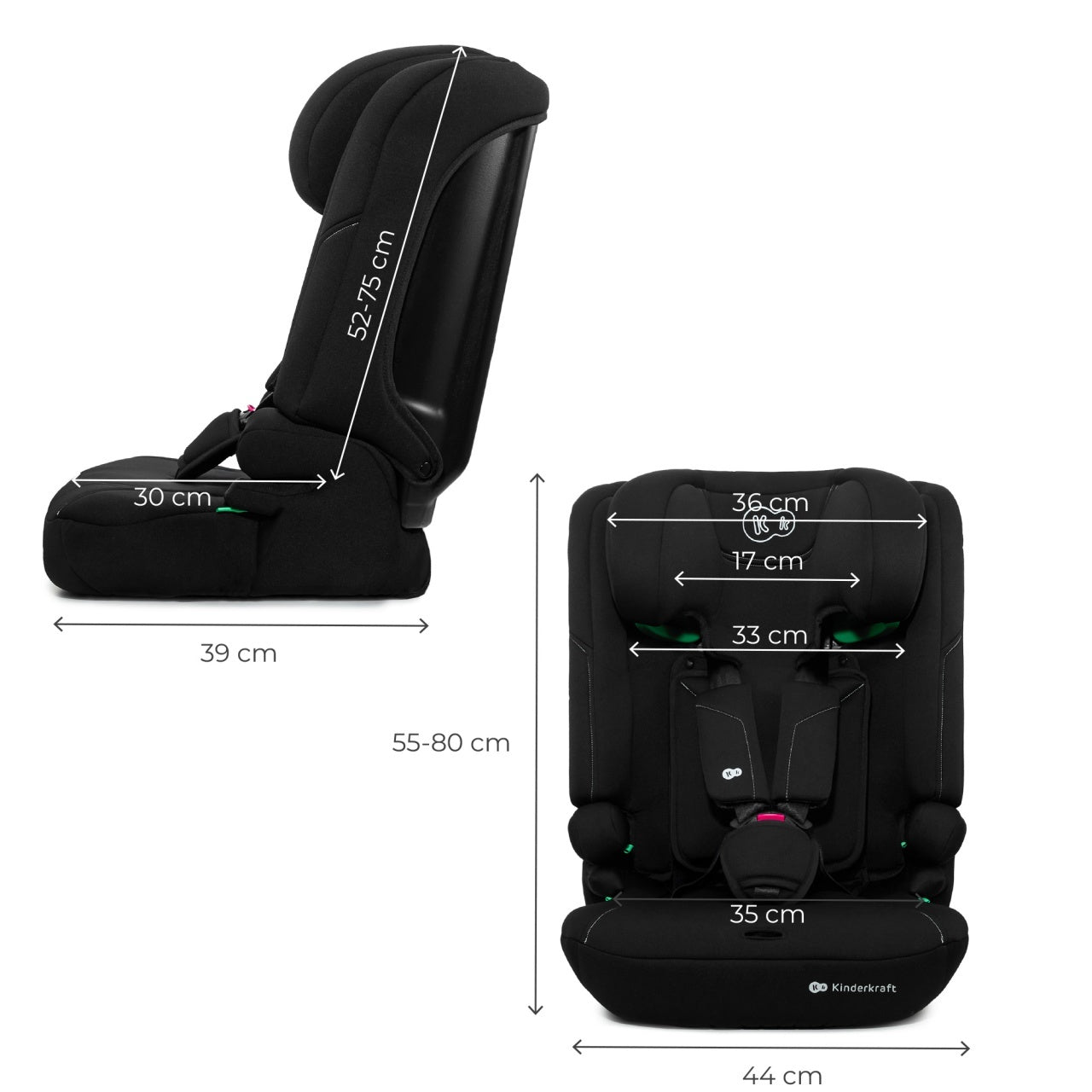 KINDERKRAFT AUTOSEDISTE I-COMFY I-SIZE 76-150CM BLACK