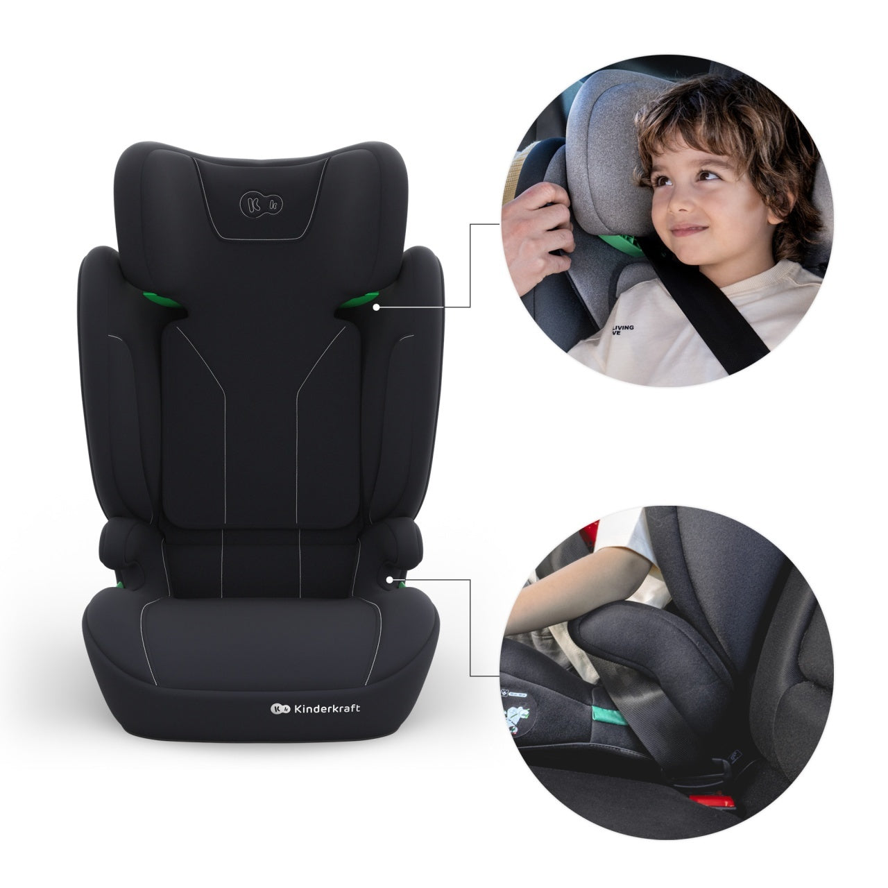KINDERKRAFT AUTOSEDISTE I-SPARK 2 PLUS I SIZE BLACK