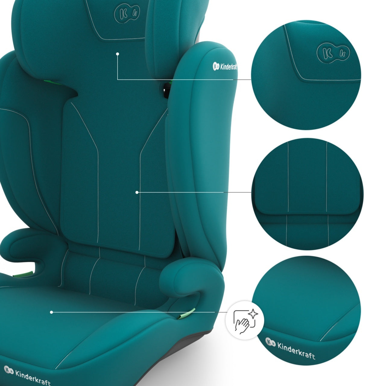 KINDERKRAFT AUTOSEDISTE I-SPARK 2 PLUS I SIZE GREEN