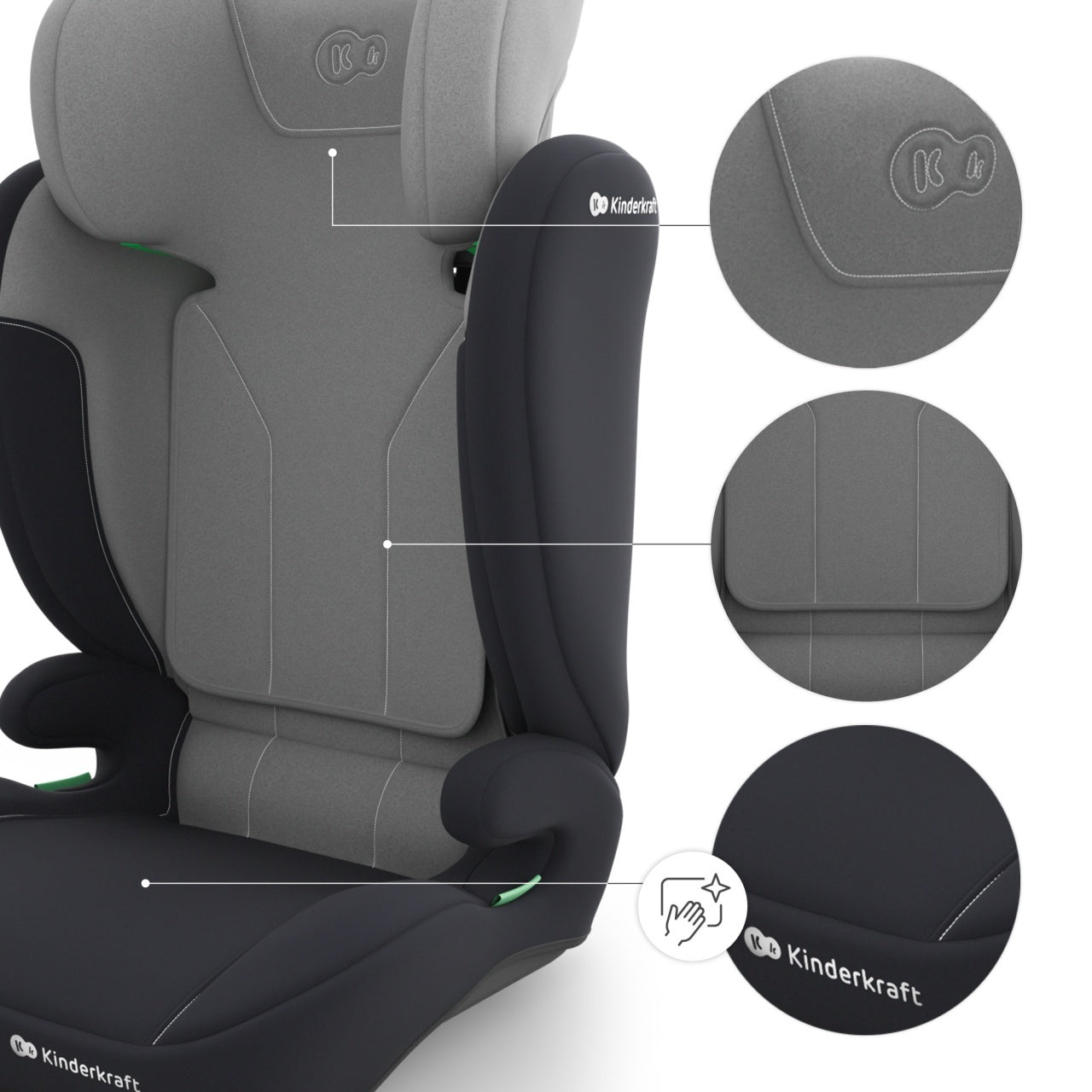 KINDERKRAFT AUTOSEDISTE I-SPARK 2 PLUS I SIZE GREY