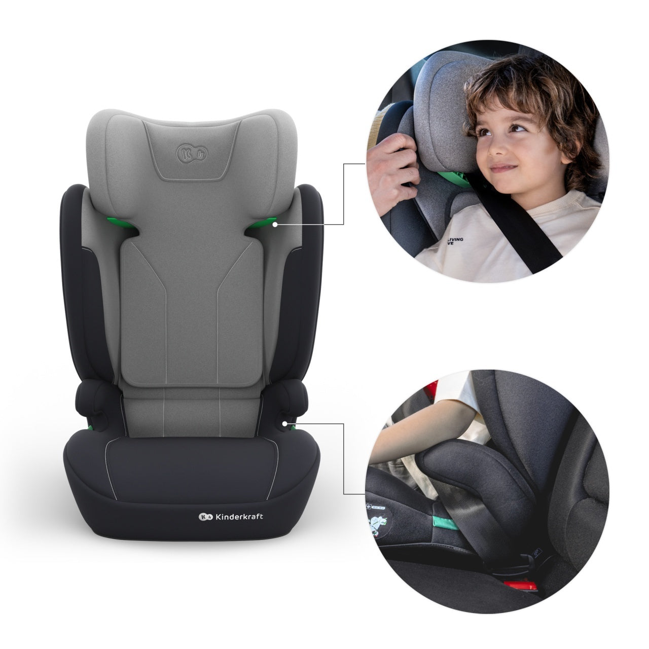 KINDERKRAFT AUTOSEDISTE I-SPARK 2 PLUS I SIZE GREY