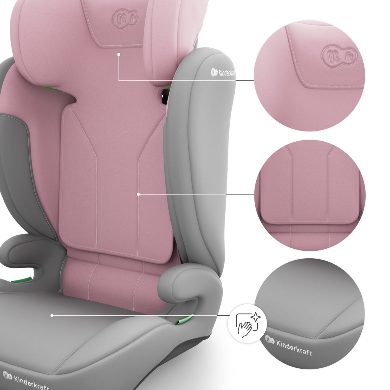 KINDERKRAFT AUTOSEDISTE I-SPARK 2 PLUS I SIZE PINK
