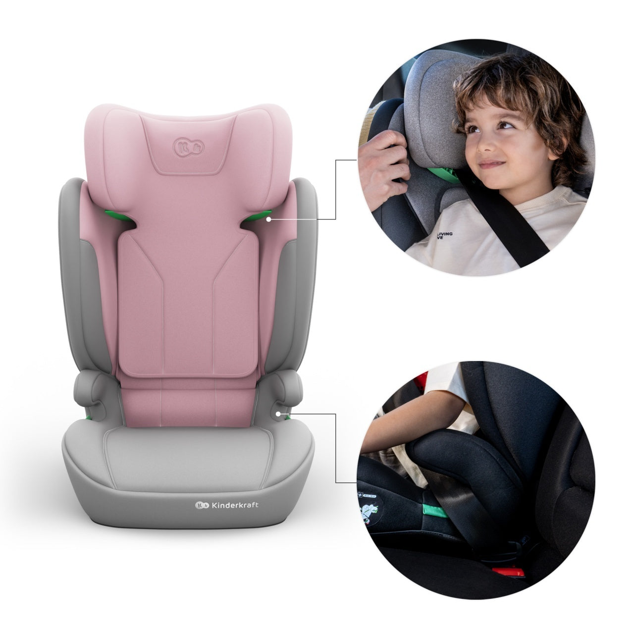 KINDERKRAFT AUTOSEDISTE I-SPARK 2 PLUS I SIZE PINK