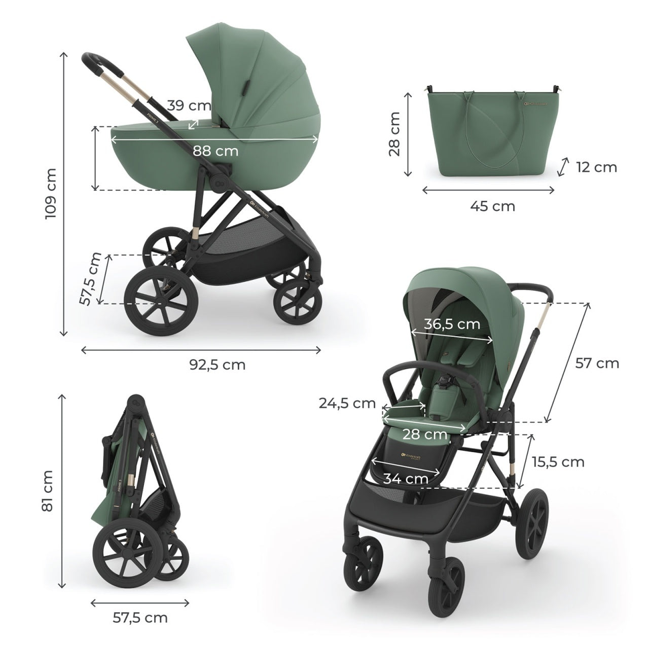 KINDERKRAFT KOLICA 2U1 PRIME 3 GREEN