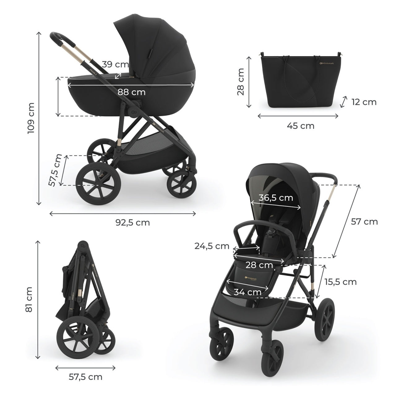 KINDERKRAFT KOLICA 3U1 PRIME 3 BLACK
