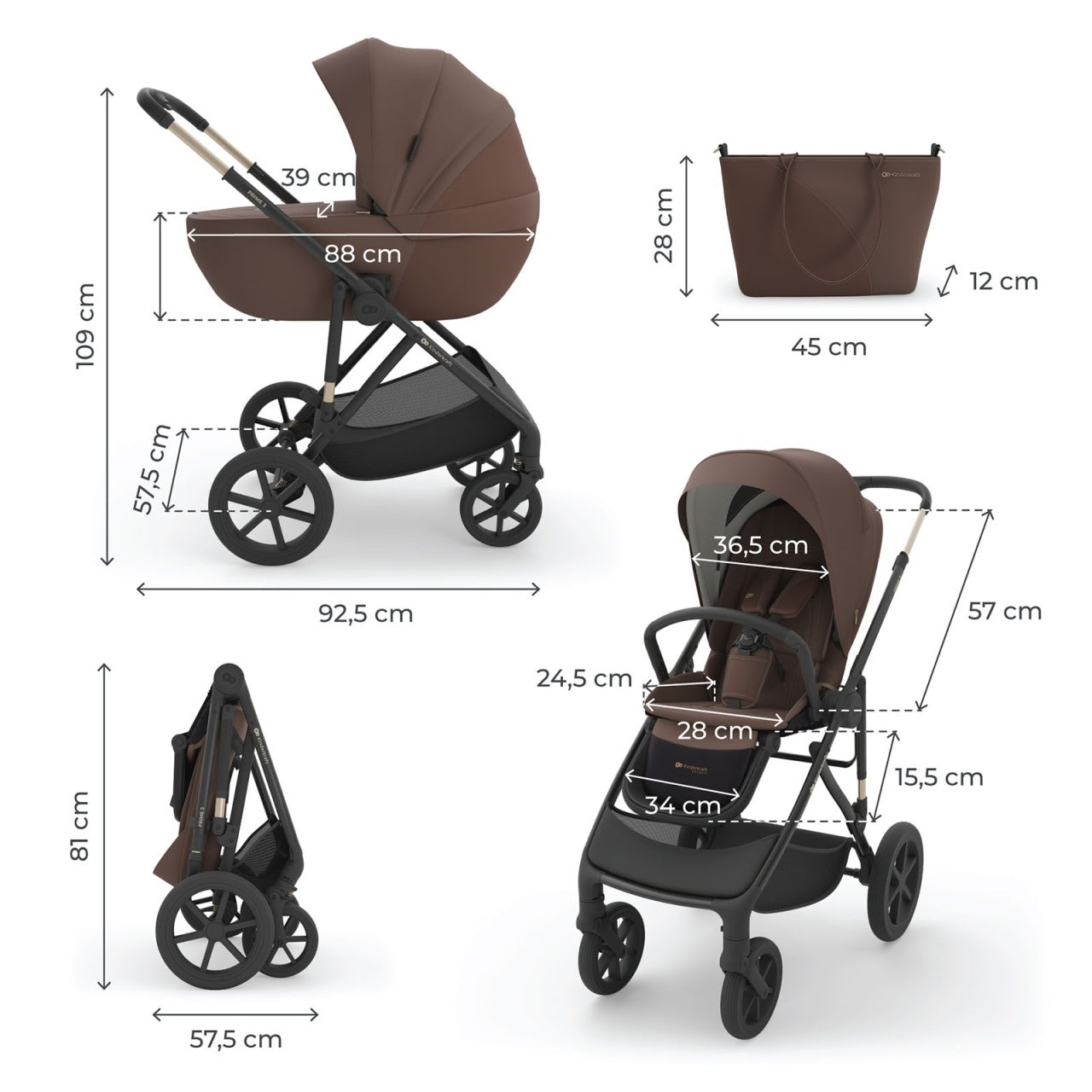 KINDERKRAFT KOLICA 3U1 PRIME 3 BROWN