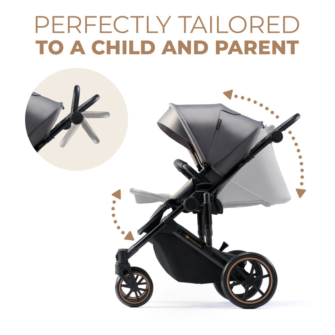 Kinderkraft kolica PRIME 2 3u1 MINK PRO SHADOW GREY