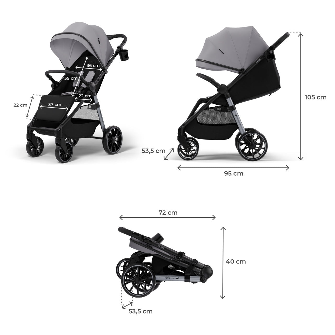 KINDERKRAFT KOLICA ZA BEBE GRANDE 2 GRAY