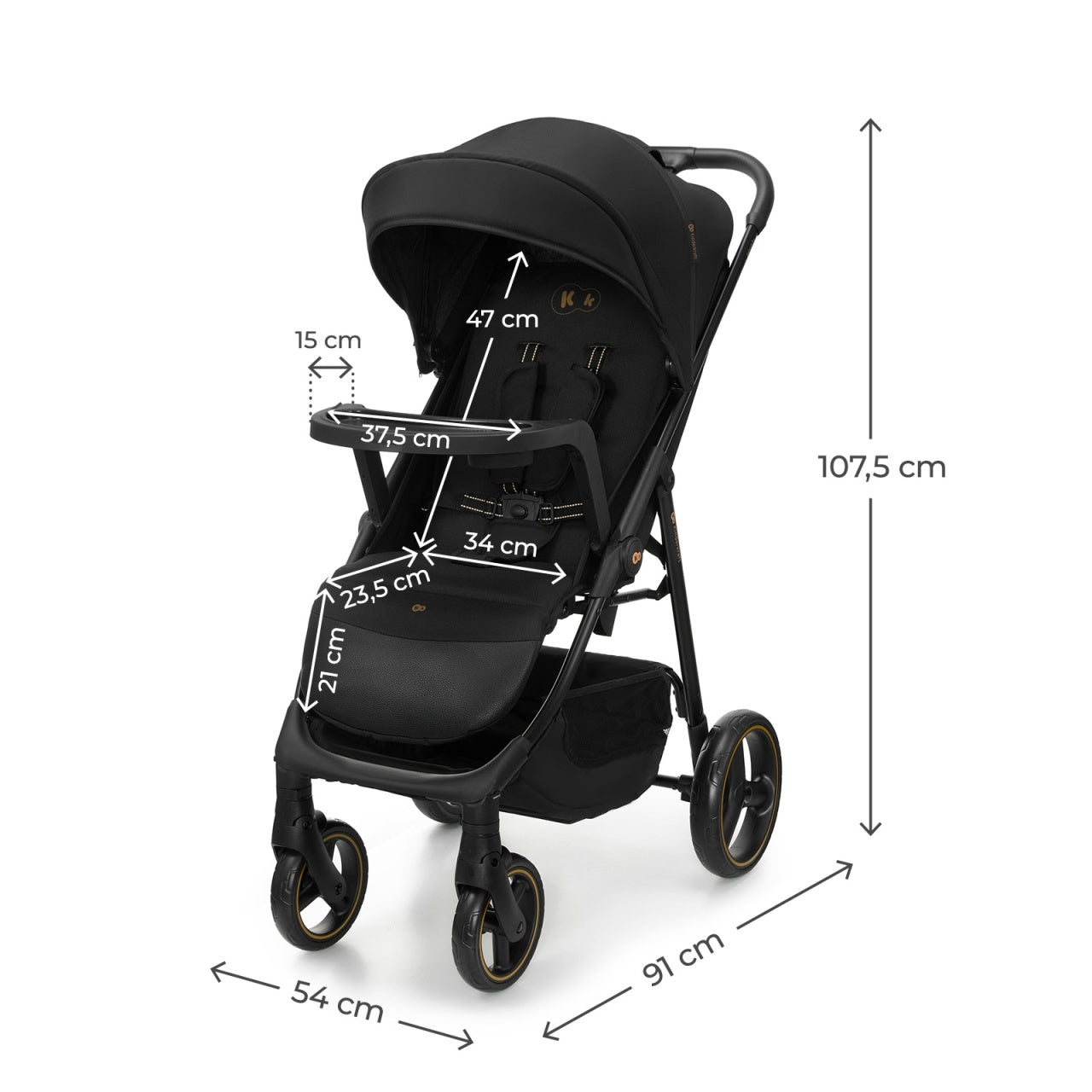 KINDERKRAFT KOLICA ZA BEBE SA TACNOM TRIG 3 BLACK