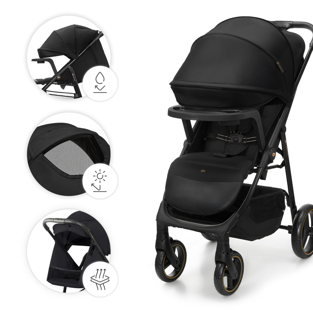 KINDERKRAFT KOLICA ZA BEBE SA TACNOM TRIG 3 BLACK