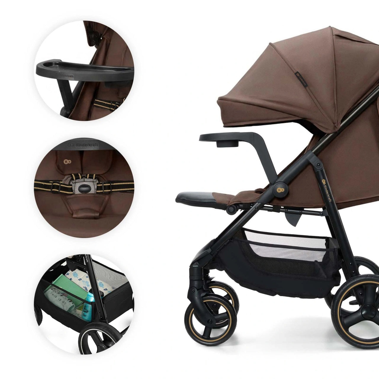 KINDERKRAFT KOLICA ZA BEBE SA TACNOM TRIG 3 BROWN