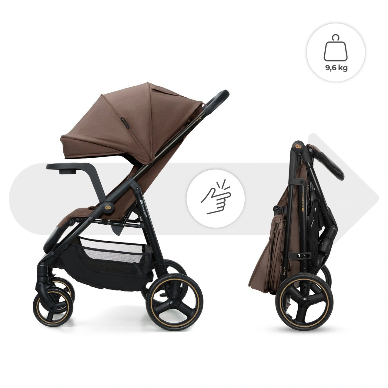 KINDERKRAFT KOLICA ZA BEBE SA TACNOM TRIG 3 BROWN