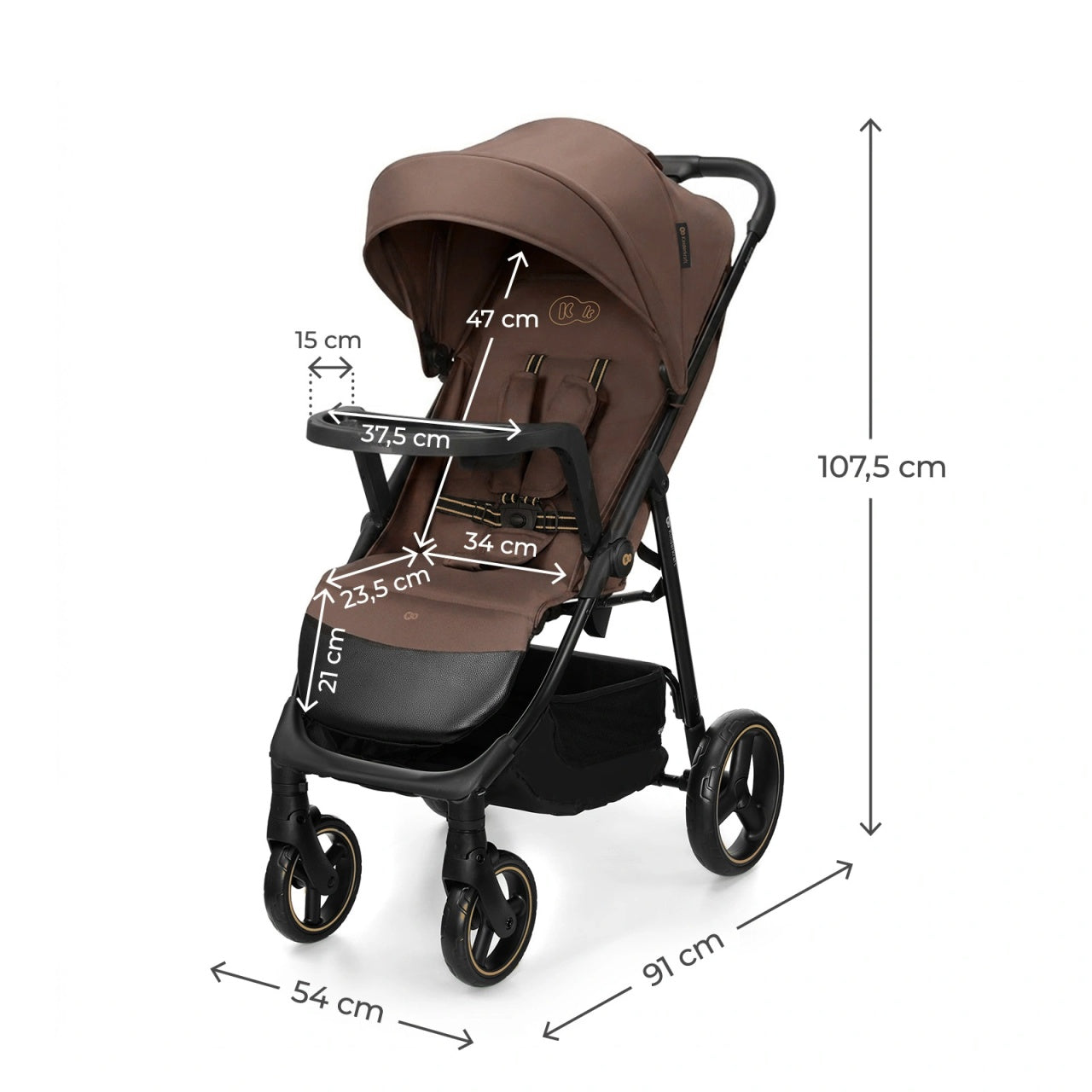 KINDERKRAFT KOLICA ZA BEBE SA TACNOM TRIG 3 BROWN