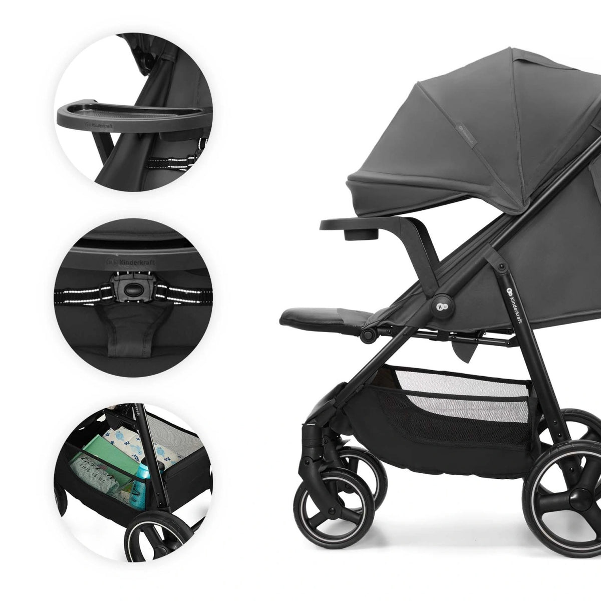 KINDERKRAFT KOLICA ZA BEBE SA TACNOM TRIG 3 GREY