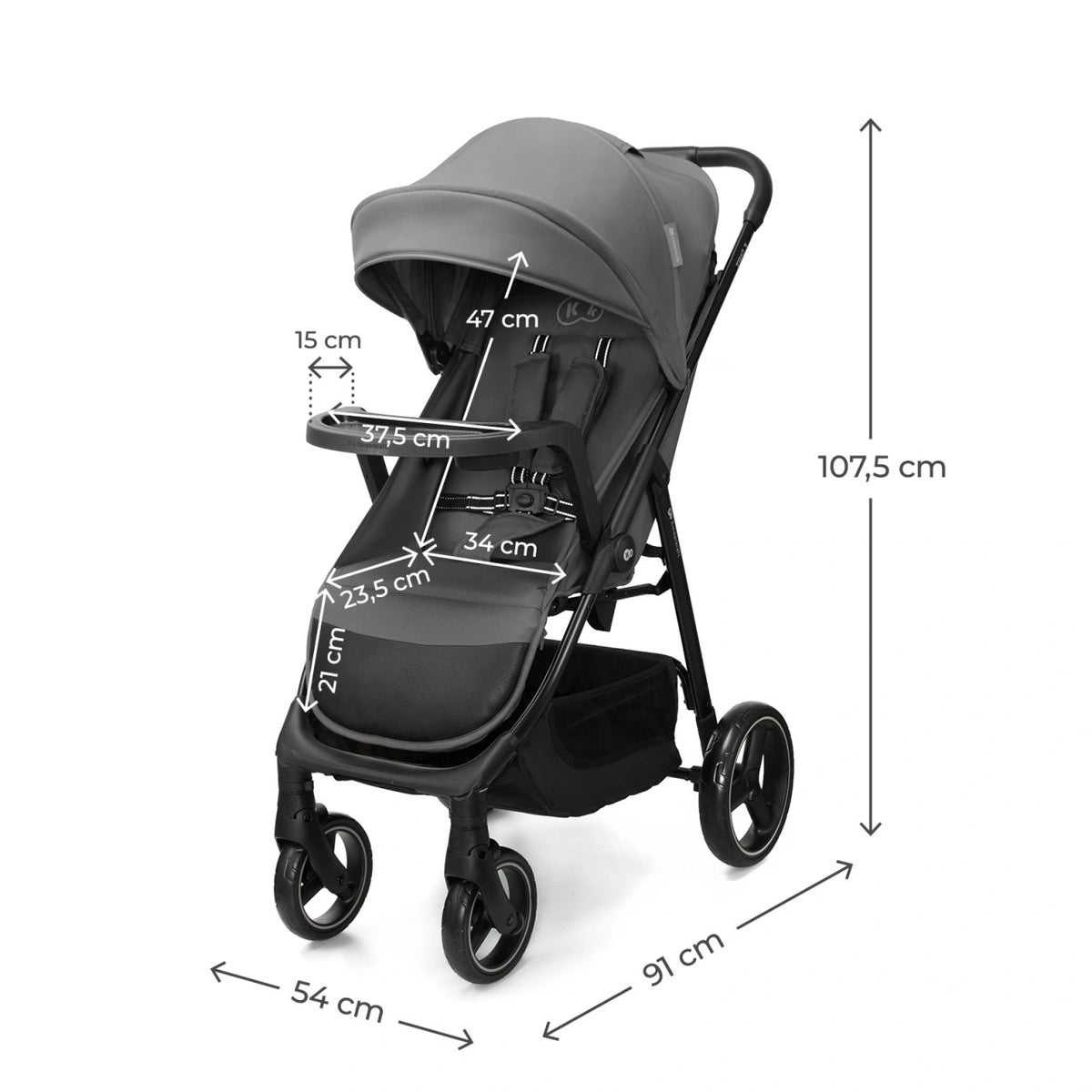 KINDERKRAFT KOLICA ZA BEBE SA TACNOM TRIG 3 GREY