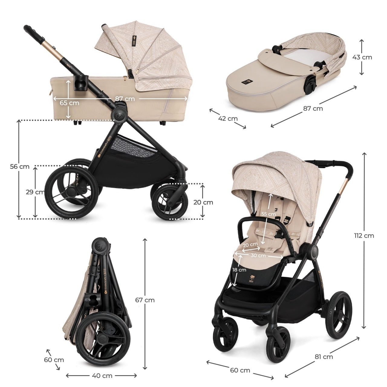 KINDERKRAFT KOLICA ZA BEBE SET 2U1 NEA 2 WHISPER DUNE BIZUU