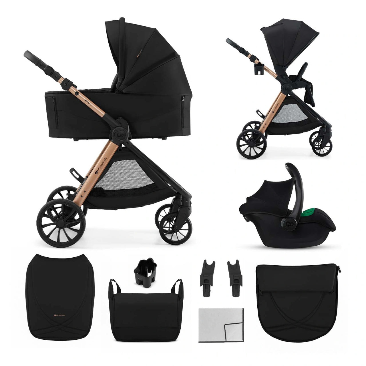 KINDERKRAFT KOLICA ZA BEBE SET 3U1 VESTO 2 BLACK