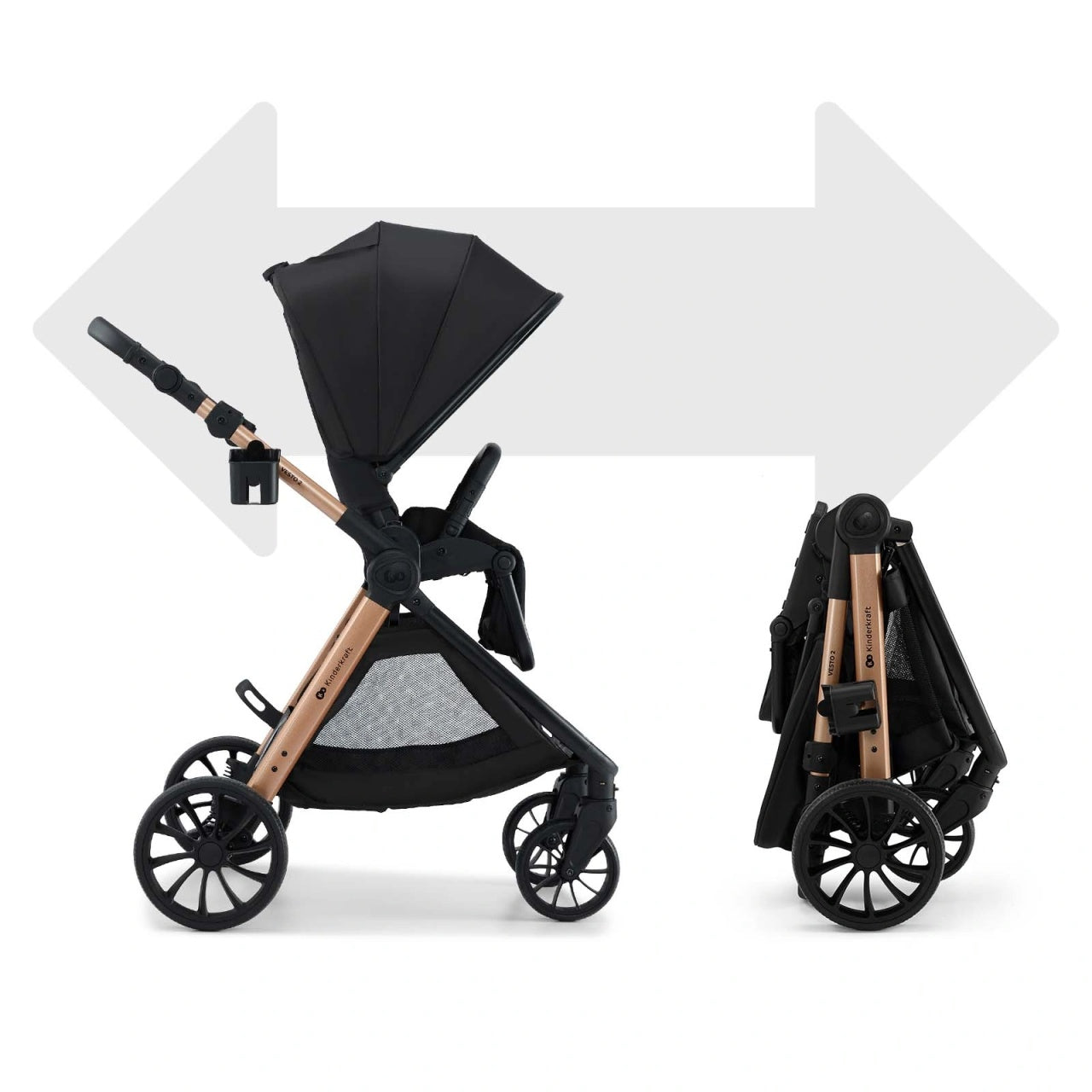 KINDERKRAFT KOLICA ZA BEBE SET 3U1 VESTO 2 BLACK