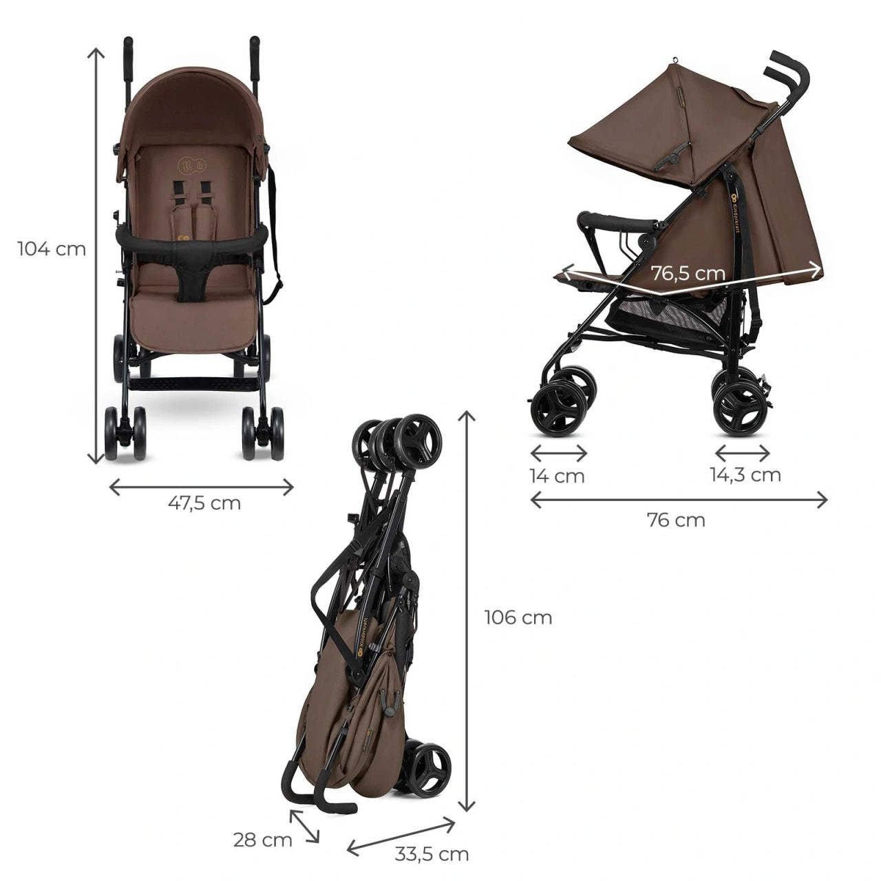 KINDERKRAFT KOLICA ZA BEBE TIK BROWN