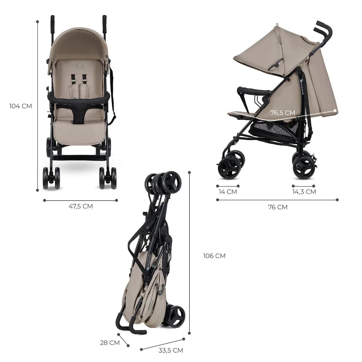 KINDERKRAFT KOLICA ZA BEBE TIK STONE BEIGE