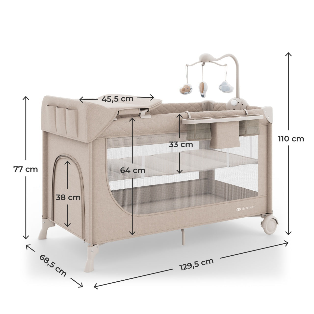 KINDERKRAFT PRENOSIVI KREVETAC 2U1 LEODY UP BEIGE SA DODACIMA