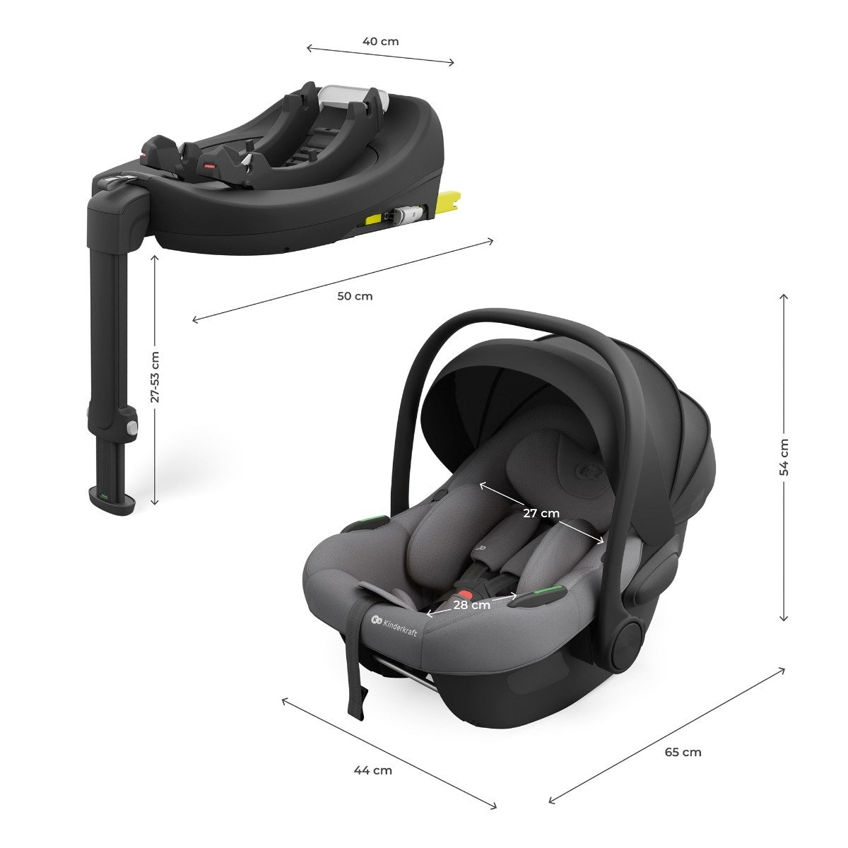KINDERKRAFT SET AUTO SEDIŠTA I-LITE I-FIX ENDURA SAFE SA ISOFIX BAZOM GREY