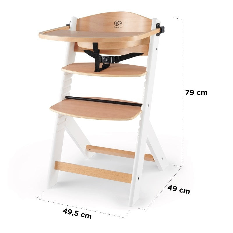 KINDERKRAFT STOLICA ZA HRANJENJE 2U1 ENOCK NATUR+WHITE