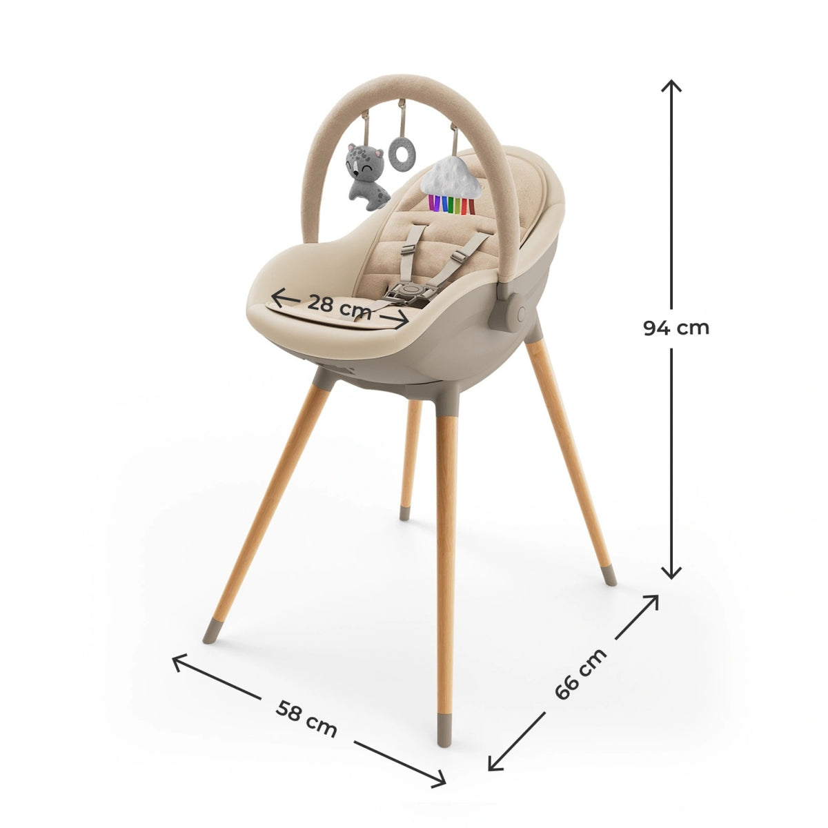 KINDERKRAFT STOLICA ZA HRANJENJE 2U1 FINI UP BEIGE