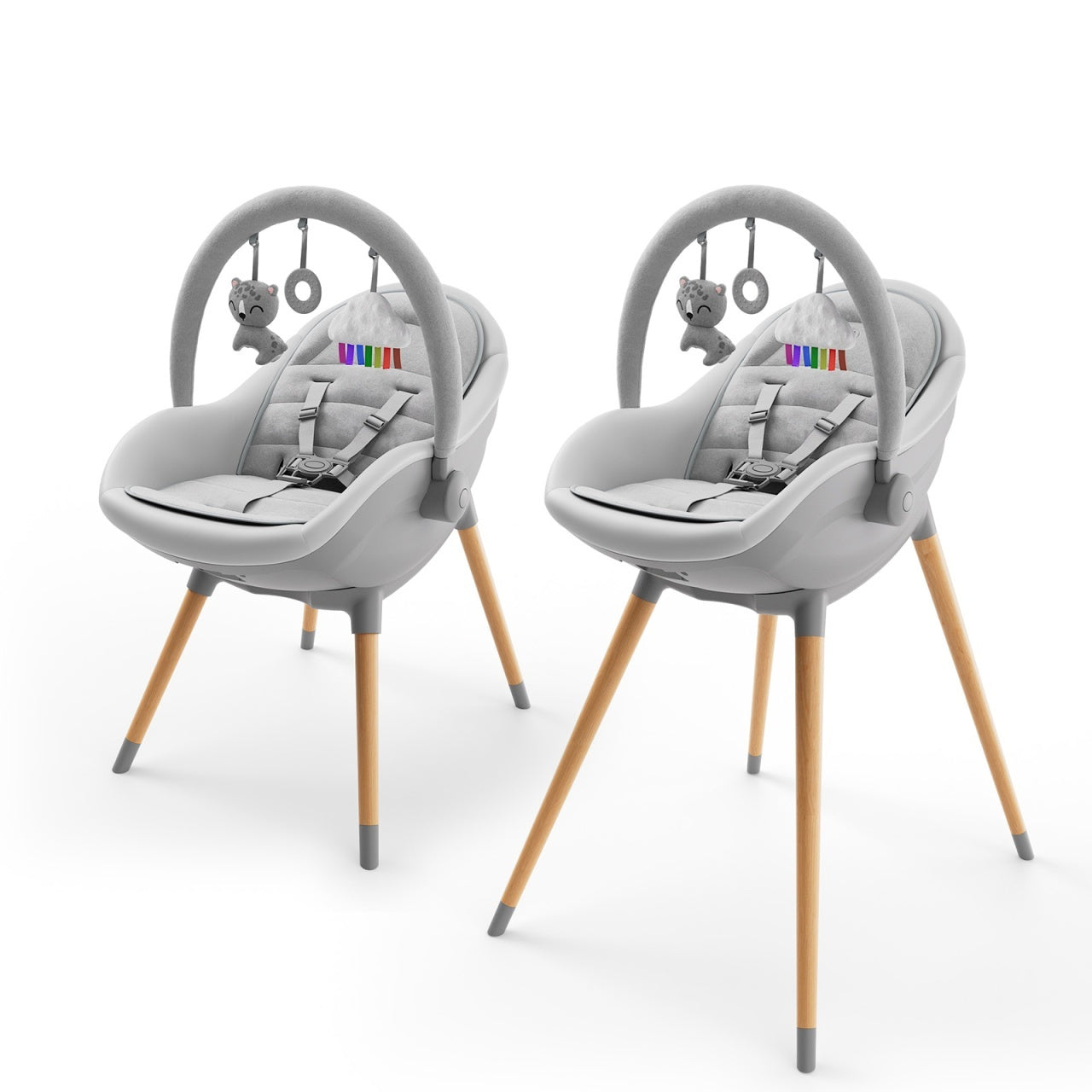 KINDERKRAFT STOLICA ZA HRANJENJE 2U1 FINI UP GREY