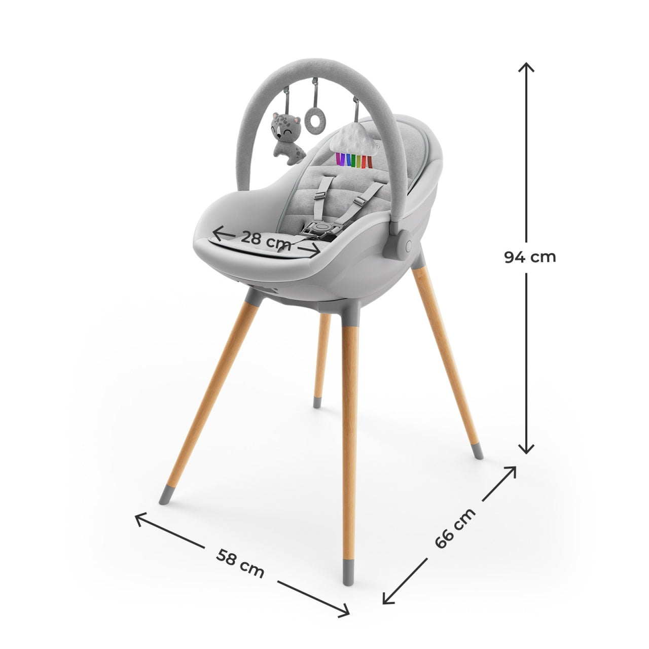 KINDERKRAFT STOLICA ZA HRANJENJE 2U1 FINI UP GREY
