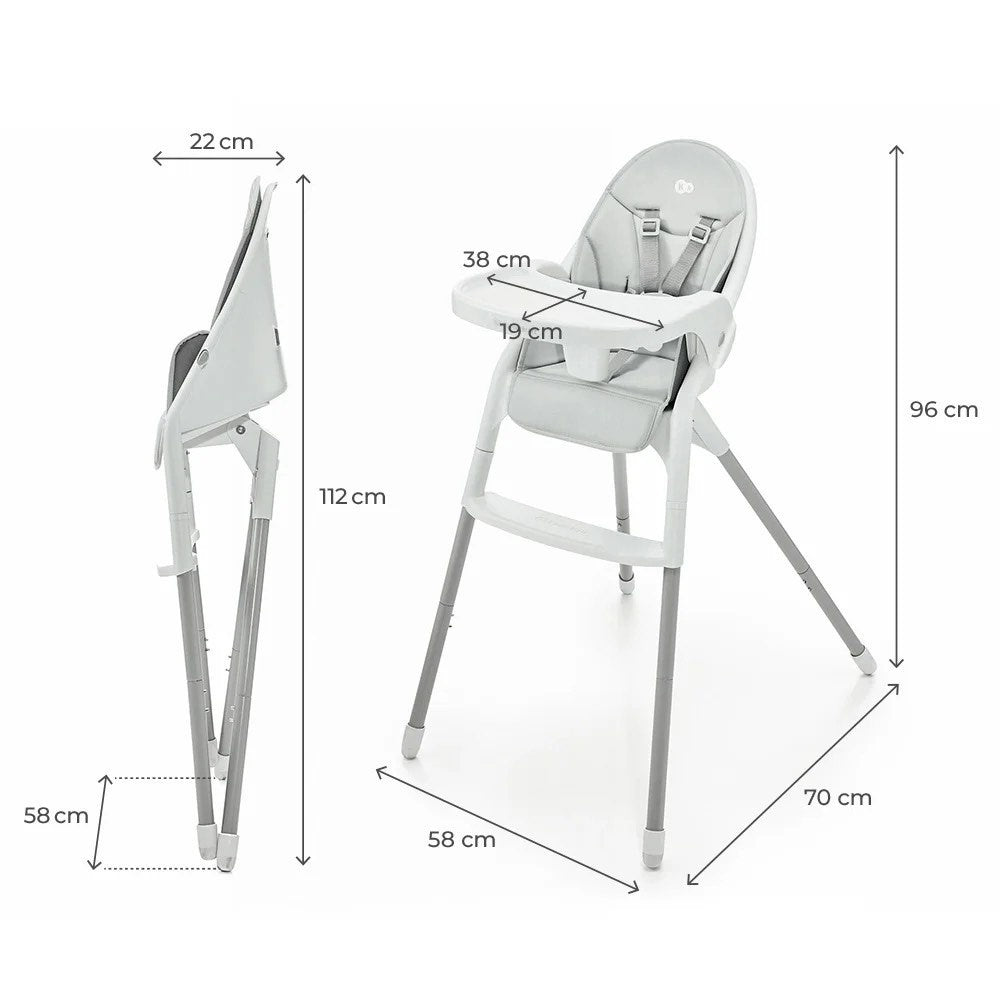 KINDERKRAFT STOLICA ZA HRANJENJE DINNLY LIGHT GREY
